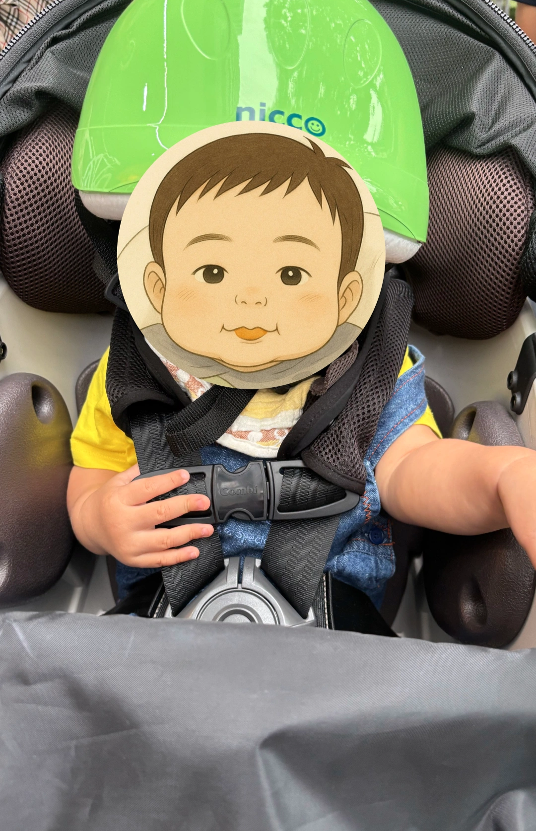 ヘルメットをかぶったちゃ太郎