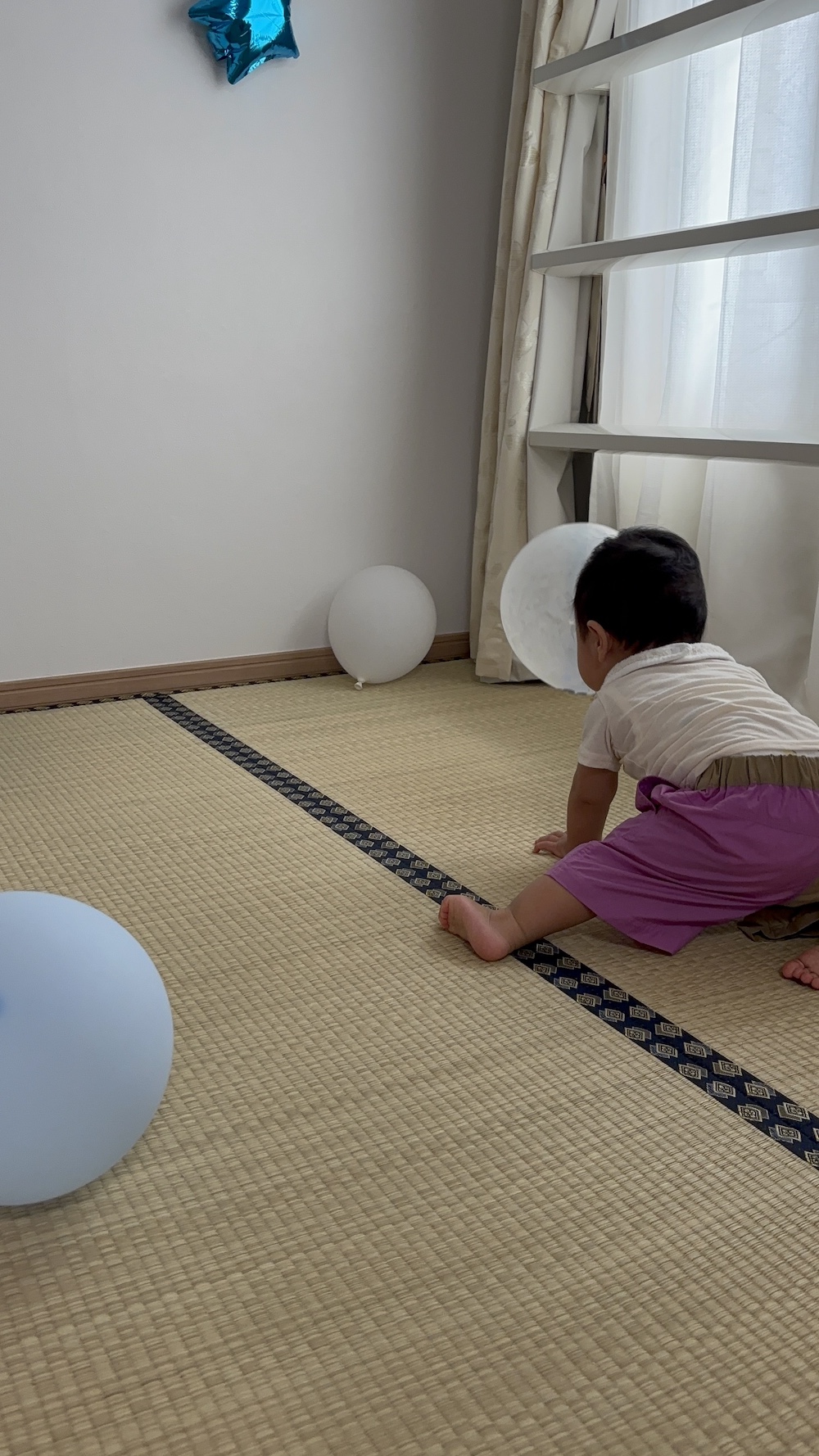 風船で夢中になって遊ぶちゃ太郎②